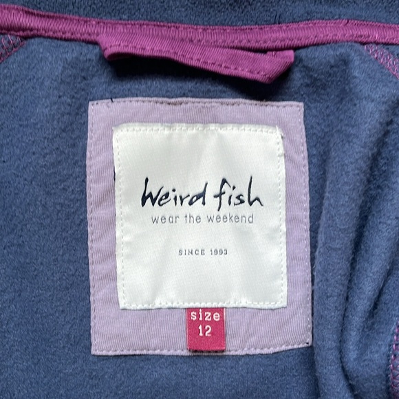 Weird Fish blue fleece with lavender trim and front zipper. - Picture 3 of 7